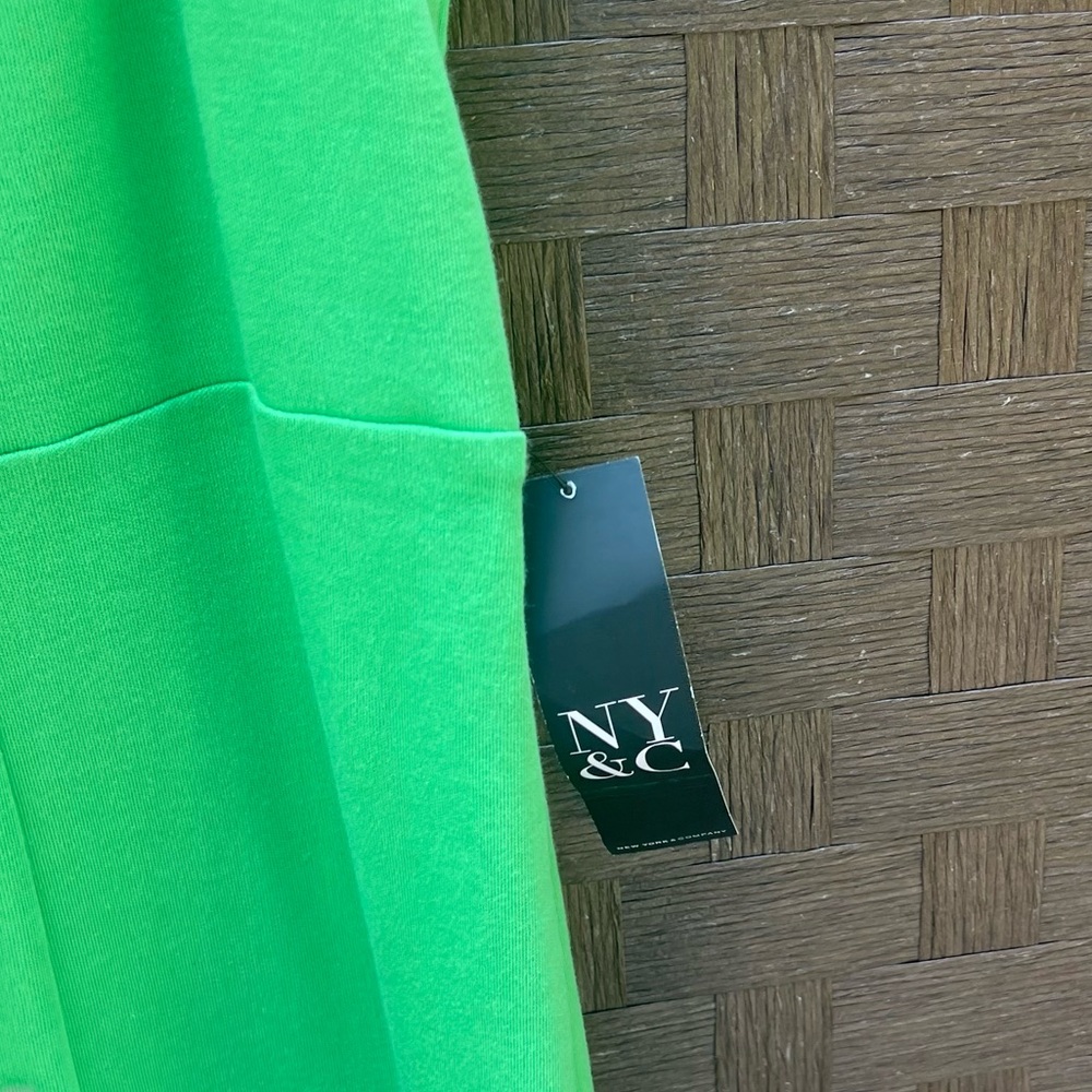New York & Company Lime Green V-Neck Cotton Sleeveless Dress -size L - Picture 7 of 9